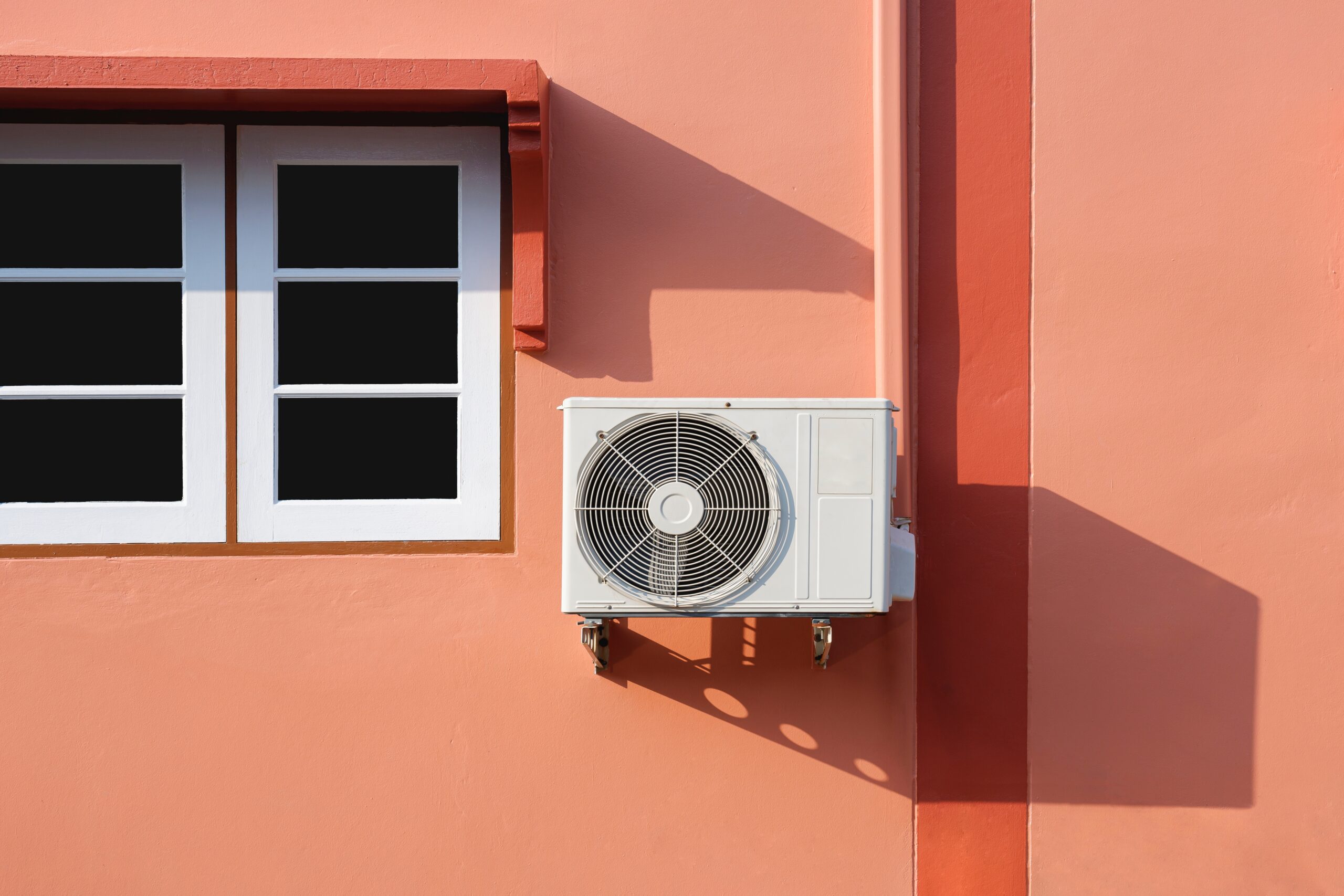 Ductless mini split indoor unit installed in a modern living room