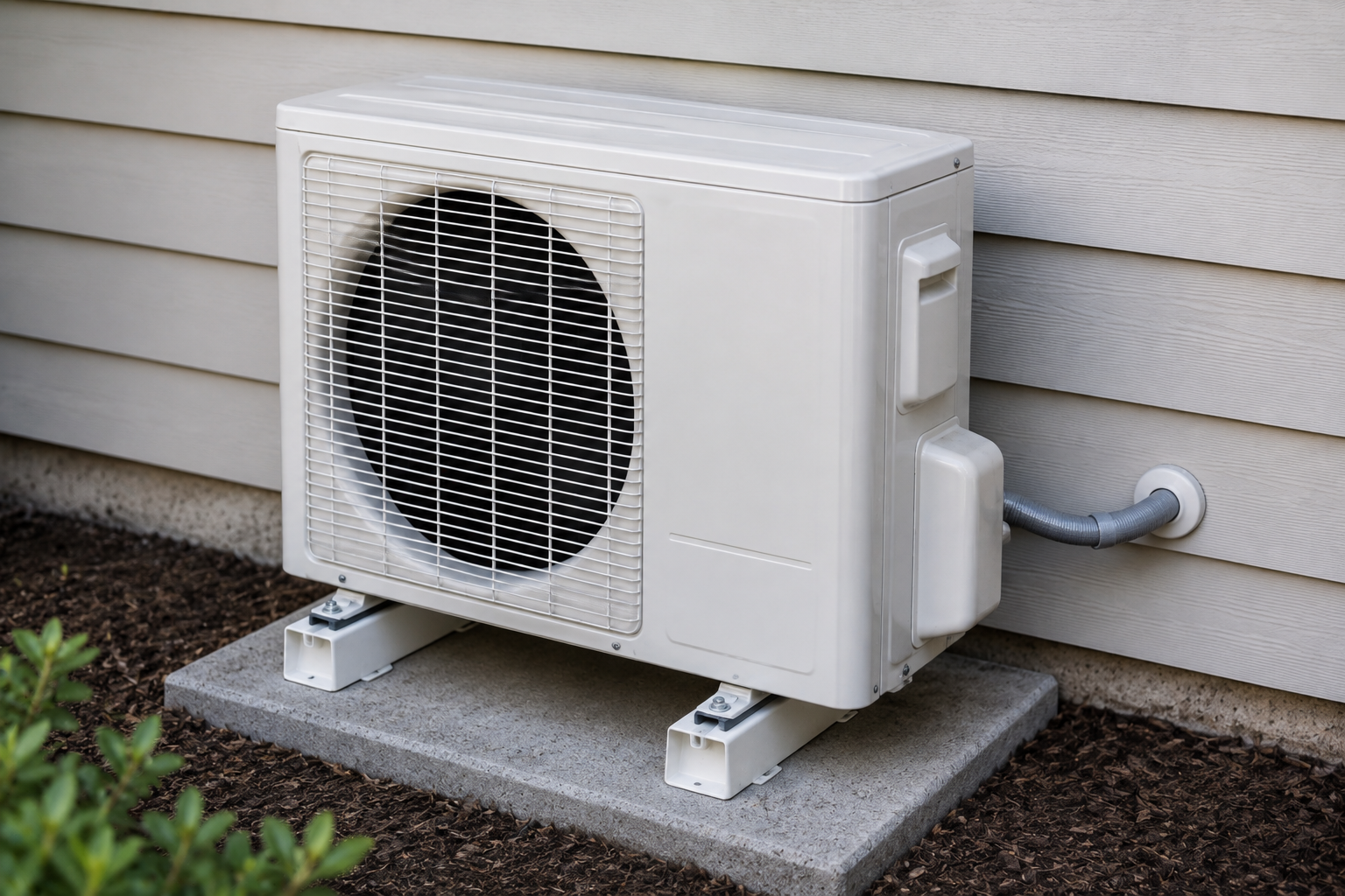 HVAC technician installing a ductless mini split system in a residential home